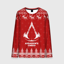 Лонгслив мужской Новогодний Assassins Creed с оленями, цвет: 3D-принт