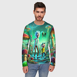 Лонгслив мужской Рик и Морти изучают планету мухоморов - нейроарт ф, цвет: 3D-принт — фото 2