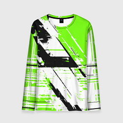 Мужской лонгслив Diagonal black and green stripes on a white backgr