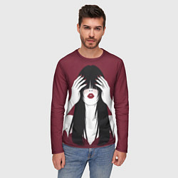 Лонгслив мужской Поп арт девушка с руками, цвет: 3D-принт — фото 2
