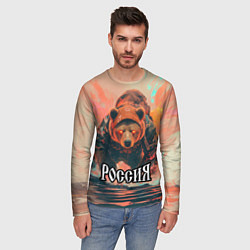 Лонгслив мужской Россия - медведь, цвет: 3D-принт — фото 2