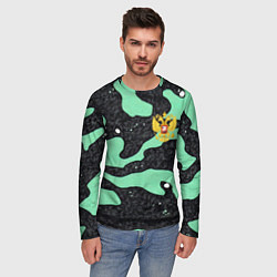 Лонгслив мужской Текстурный черно-зеленый камуфляж, цвет: 3D-принт — фото 2