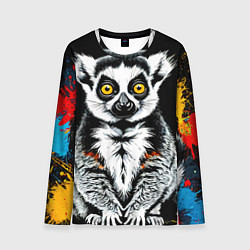 Лонгслив мужской Лемур на черном, цвет: 3D-принт