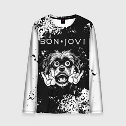 Лонгслив мужской Bon Jovi рок пес, цвет: 3D-принт