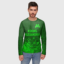 Лонгслив мужской Asking Alexandria - green gradient посередине, цвет: 3D-принт — фото 2