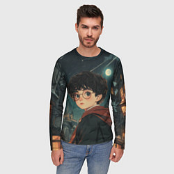 Лонгслив мужской Гарри Поттер и ночной город, цвет: 3D-принт — фото 2