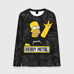 Лонгслив мужской Heavy metal Гомер симпсон, цвет: 3D-принт