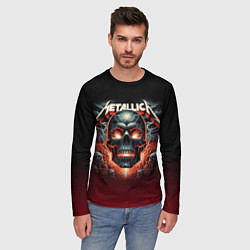 Лонгслив мужской Metallica - fire skull, цвет: 3D-принт — фото 2