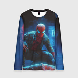 Лонгслив мужской Человек паук сидя, цвет: 3D-принт