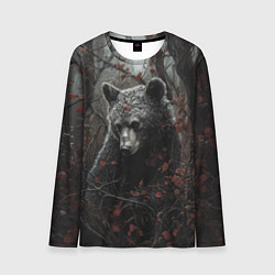 Лонгслив мужской Бурый мишка в дремучем лесу, цвет: 3D-принт