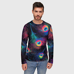 Лонгслив мужской Павлиньи перья - разные оттенки, цвет: 3D-принт — фото 2