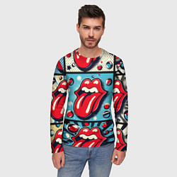 Лонгслив мужской Rolling Stones logo - pop art, цвет: 3D-принт — фото 2