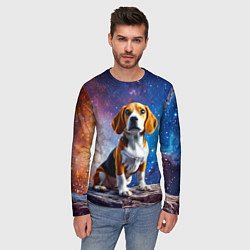 Лонгслив мужской Бигль в космосе, цвет: 3D-принт — фото 2