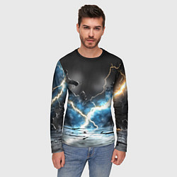 Лонгслив мужской Разряд молний текстура, цвет: 3D-принт — фото 2