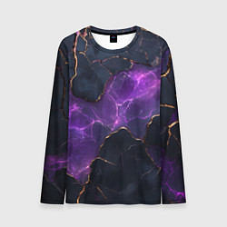 Лонгслив мужской Фиолетовый разлом с молниями, цвет: 3D-принт