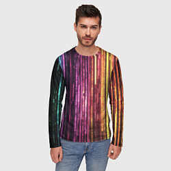 Лонгслив мужской Неоновый и переливающийся киберпанк узор, цвет: 3D-принт — фото 2