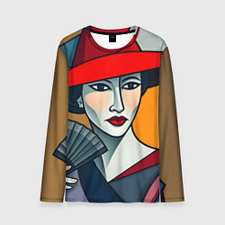 Лонгслив мужской Дама с веером, цвет: 3D-принт