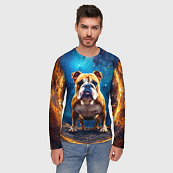 Лонгслив мужской Бульдог в космосе, цвет: 3D-принт — фото 2