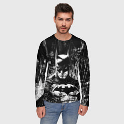 Лонгслив мужской Бэтмен черно-белый стиль, цвет: 3D-принт — фото 2