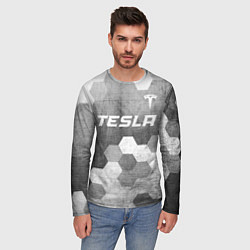 Лонгслив мужской Tesla - grey gradient посередине, цвет: 3D-принт — фото 2
