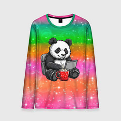 Лонгслив мужской Панда с кофе за ноутом, цвет: 3D-принт