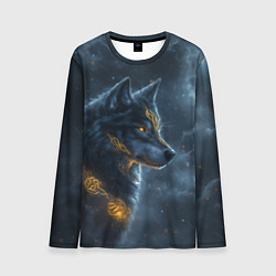 Лонгслив мужской Волк фэнтези стиль, цвет: 3D-принт