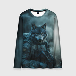 Лонгслив мужской Волк солдат, цвет: 3D-принт