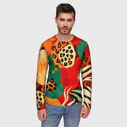 Лонгслив мужской Анималистичный африканский паттерн, цвет: 3D-принт — фото 2