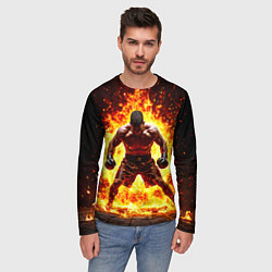 Лонгслив мужской Боксер в огне, цвет: 3D-принт — фото 2