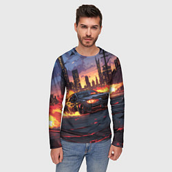 Лонгслив мужской BMW огненная дорога, цвет: 3D-принт — фото 2