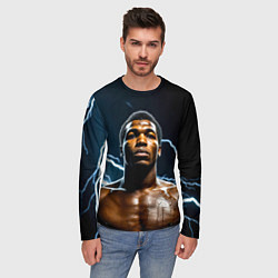 Лонгслив мужской Мухаммед Али и молния, цвет: 3D-принт — фото 2