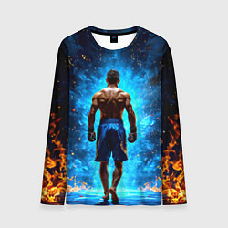 Лонгслив мужской Кикбоксер в огне, цвет: 3D-принт