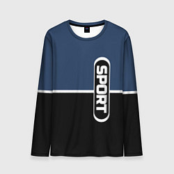 Мужской лонгслив Sport сине-чёрный с полосой