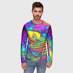 Лонгслив мужской Черепа неоновые краски, цвет: 3D-принт — фото 2