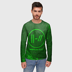 Лонгслив мужской Twenty One Pilots - green gradient, цвет: 3D-принт — фото 2