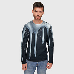 Лонгслив мужской Белая объемная слизь текстура, цвет: 3D-принт — фото 2