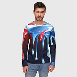 Лонгслив мужской Синие и красные слизи текстура, цвет: 3D-принт — фото 2