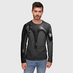 Лонгслив мужской Черная текстура - хром, цвет: 3D-принт — фото 2