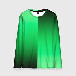 Лонгслив мужской Чёрно-зелёный градиент пополам, цвет: 3D-принт