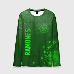 Мужской лонгслив Ramones - green gradient вертикально