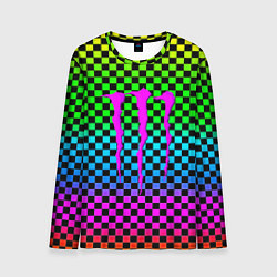 Мужской лонгслив Monster energy неоновая клетка