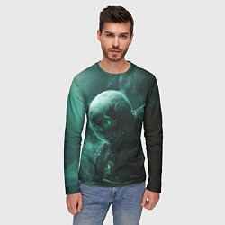 Лонгслив мужской Космонавт скелет с зеленым светом, цвет: 3D-принт — фото 2