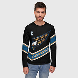 Лонгслив мужской Александр Овечкин темная форма, цвет: 3D-принт — фото 2