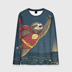 Мужской лонгслив Ленивец-супергерой