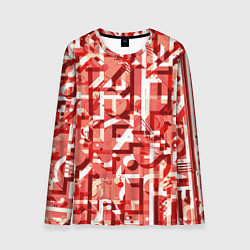 Лонгслив мужской Красно-белый объёмный эффект, цвет: 3D-принт