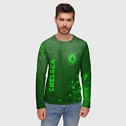 Лонгслив мужской Chelsea - green gradient вертикально, цвет: 3D-принт — фото 2