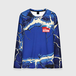 Лонгслив мужской Russia blue abstract, цвет: 3D-принт