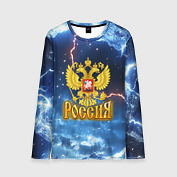 Лонгслив мужской Герб России и ледяной фон, цвет: 3D-принт