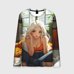 Лонгслив мужской Аниме блондинка дома, цвет: 3D-принт