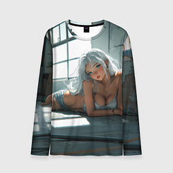 Лонгслив мужской Блондинка лежит у окна, цвет: 3D-принт